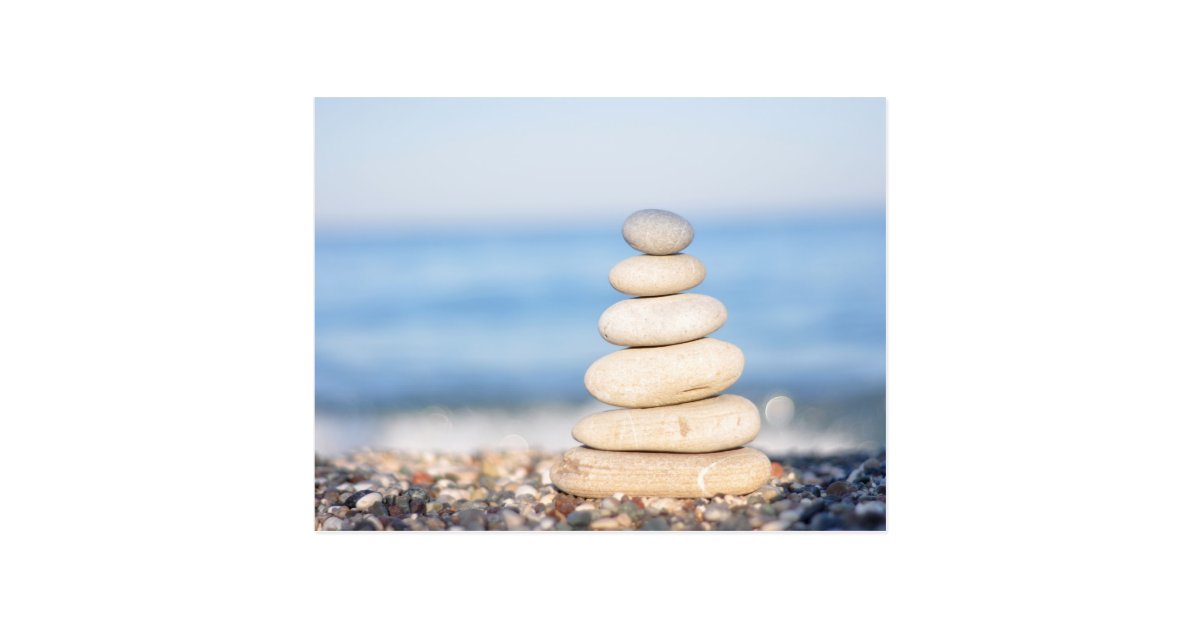 Zen Stones Sea Ocean Summer Harmony Serene Stack Postcard Zazzle Com