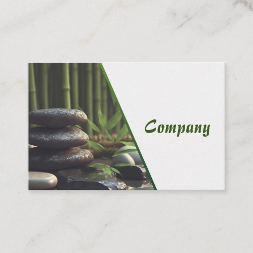 Zen Stones Spa Wellness tranquility white green  Business Card