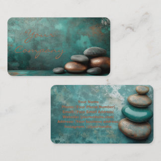 Zen Stones Spa Wellness Turquoise copper Business Card