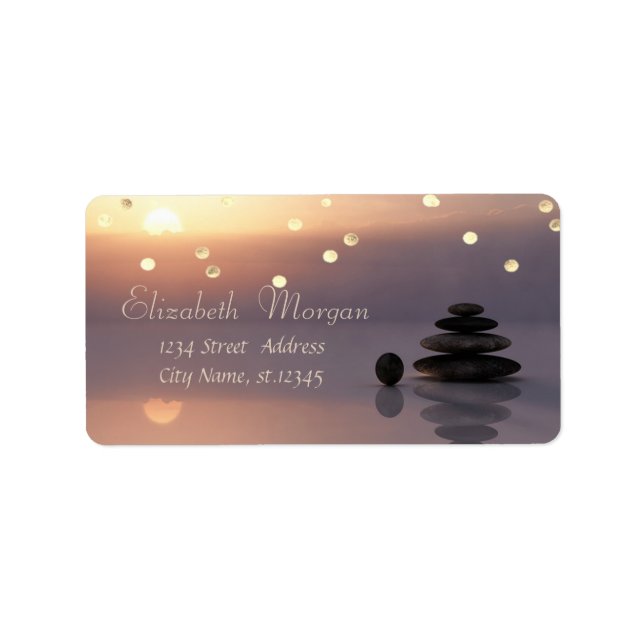 Zen Stones, Sunset, Faux Gold Foil Confetti Label (Front)
