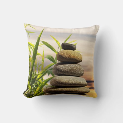 Zen Stones Tower and flora relax design pillow