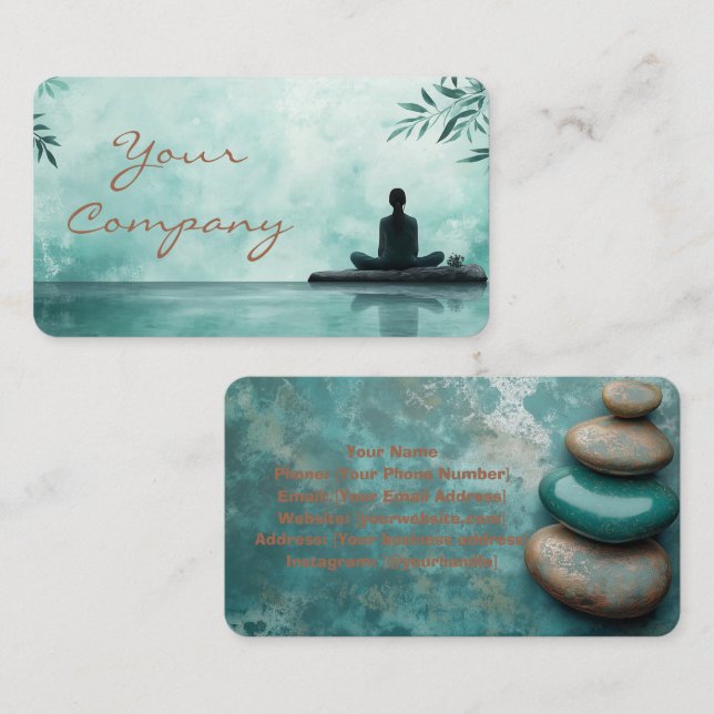 Zen Stones Yoga Fitness Turquoise copper Business Card (Front/Back)