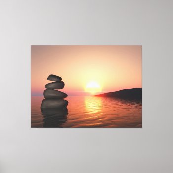 Zen Style Landscape With Sunset Ocean Canvas Print by Kjpargeter at Zazzle