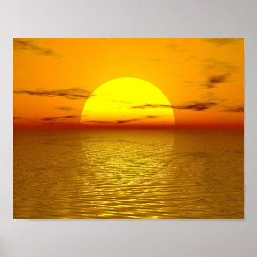 Zen Sunset Orange Yellow Ocean Love Peace Harmony Poster