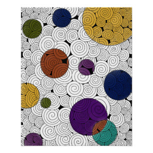 Zen Swirls with Color Bubbles poster