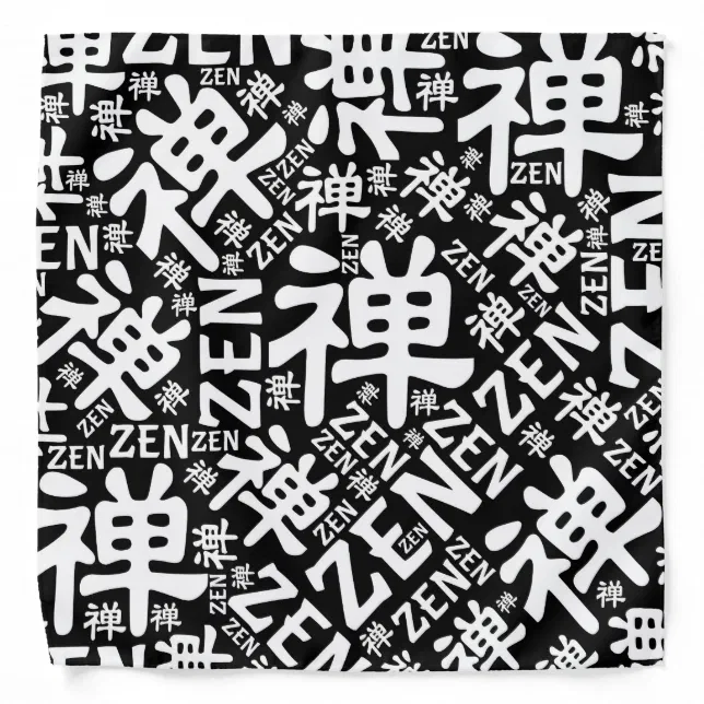 Zen Symbol and word pattern black and white Bandana | Zazzle