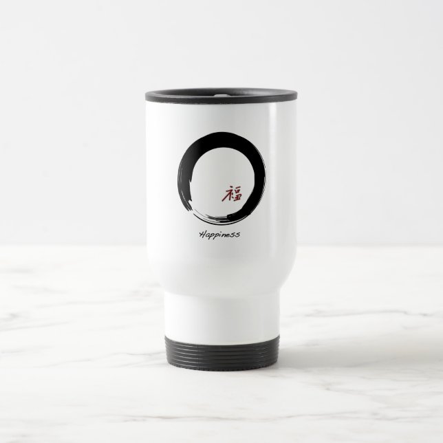 Zen Symbol with Happiness Character Travel Mug (Center)