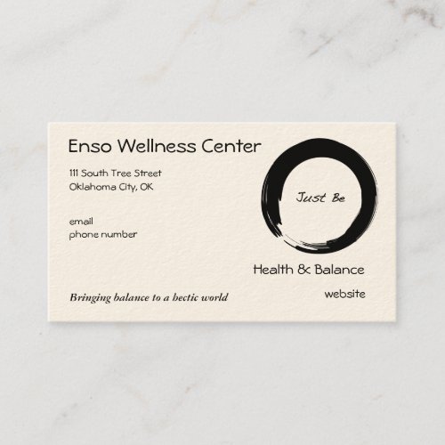 Zen Symbol with Just Be Business Card