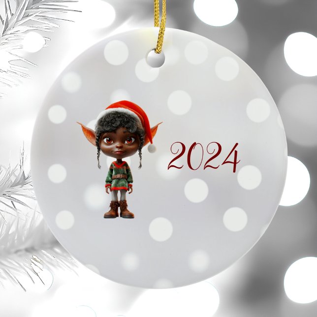Zen Teen Christmas Elf Ceramic Ornament (Creator Uploaded)