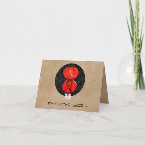 Zen Thank You Card With Red Chinese Lantern