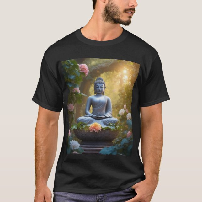 "Zen Threads: Buddha-Inspired Tranquility Tee" T-Shirt (Front)