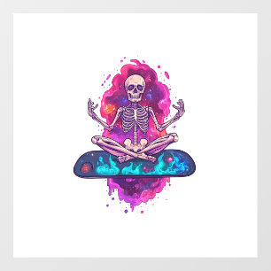 Zen to the Bone � Funny Space Yoga Skeleton Floor Decals