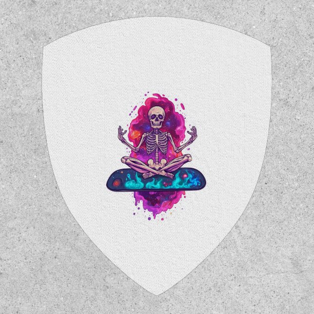 Zen to the Bone � Funny Space Yoga Skeleton Patch (Front)