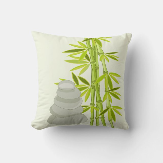 Zen tones and bamboo throw pillow (Front)