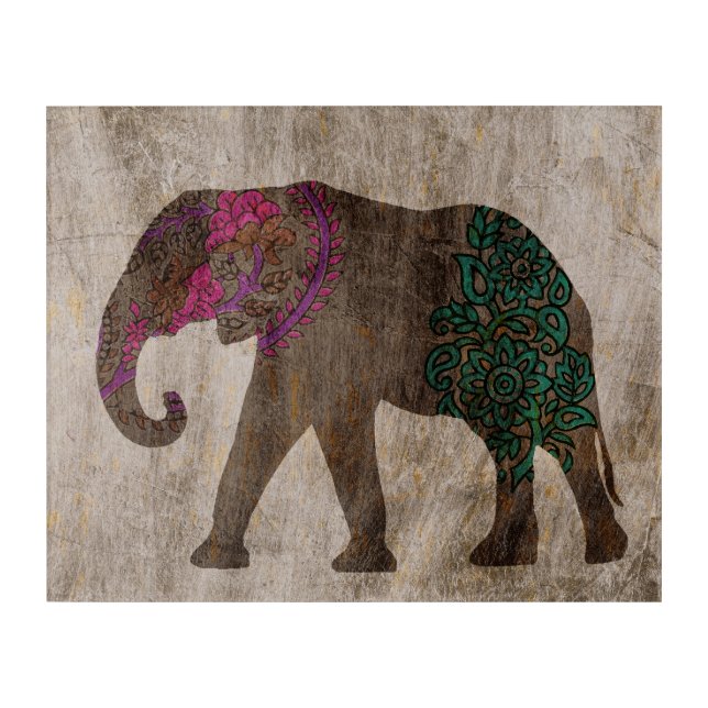 Zen Tribal Asian Elephant Acrylic Print (Front)