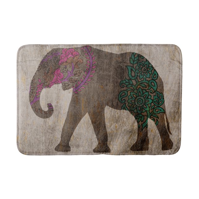 Zen Tribal Asian Elephant Bath Mat (Front)