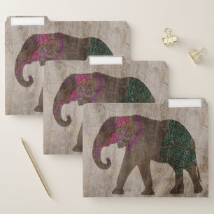 Zen Tribal Asian Elephant File Folder