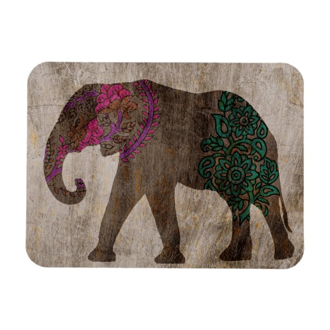 Zen Tribal Asian Elephant Magnet (Horizontal)