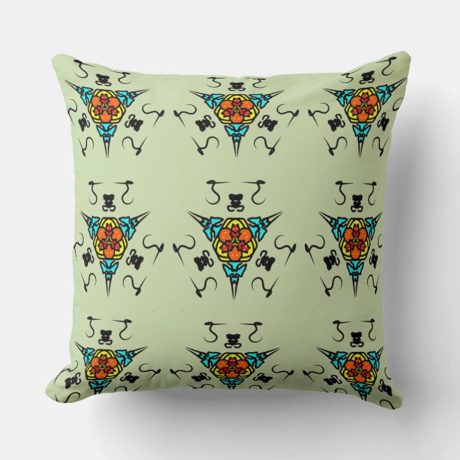 "Zen Tribal Totem" Throw Pillow (Front)