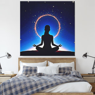 Zen Under Stars: Cosmic Meditation Canvas Print