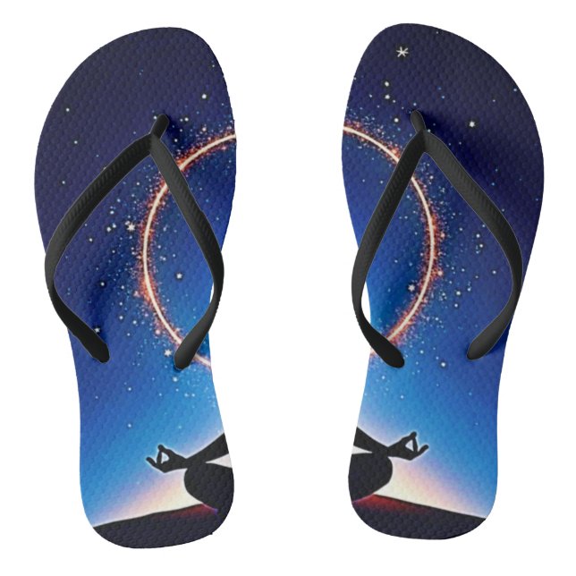 Zen Under Stars: Cosmic Meditation Flip Flops (Footbed)