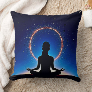 Zen Under Stars: Cosmic Meditation Throw Pillow