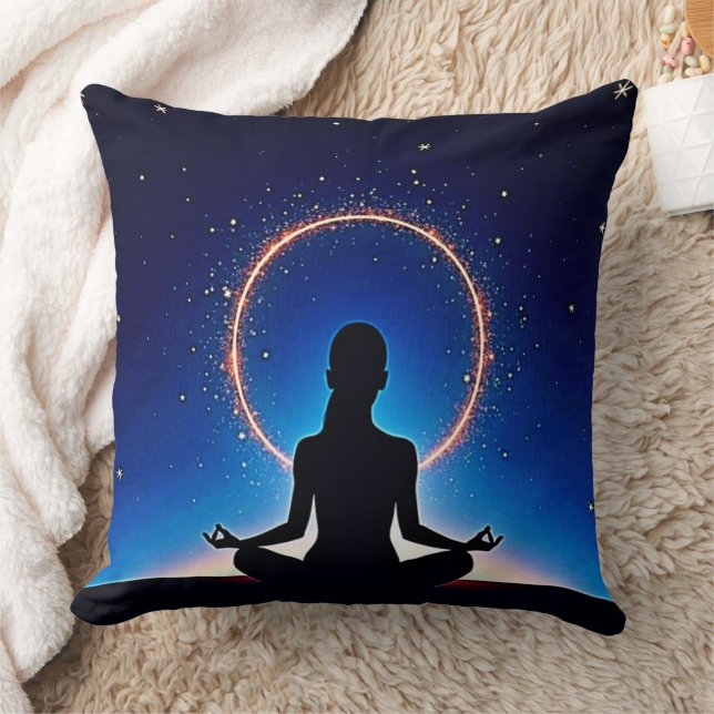 Zen Under Stars: Cosmic Meditation Throw Pillow (Blanket)