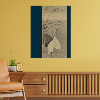 Zen Wall Decor - Minimalist Lotus & White Egrets 