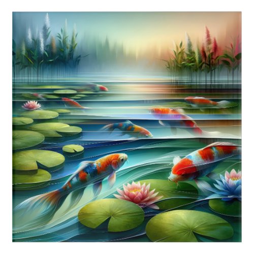 Zen Waters Koi Pond Serenity Canvas Acrylic Print
