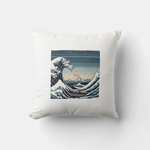 Zen Wave with Mountain Throw Pillow