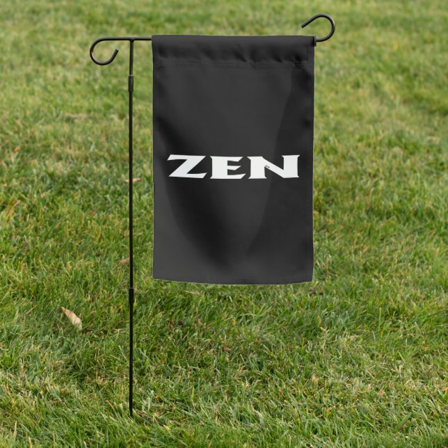 Zen white black garden flag (In SItu)