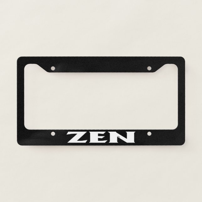 Zen white black license plate frame A (Front)
