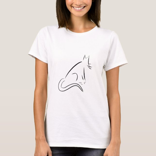 Zen White Cat T-Shirt (Front)