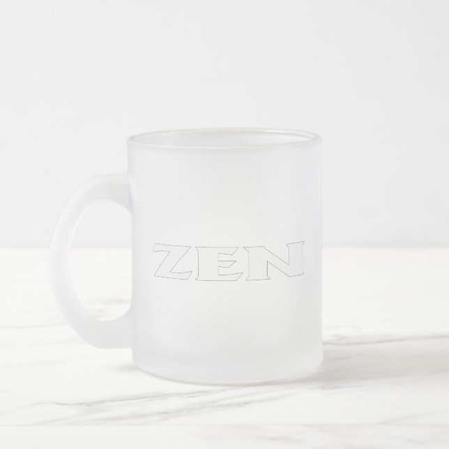 Zen white line white frosted mug (Left)