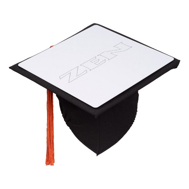 Zen white line white graduation cap (Angled)