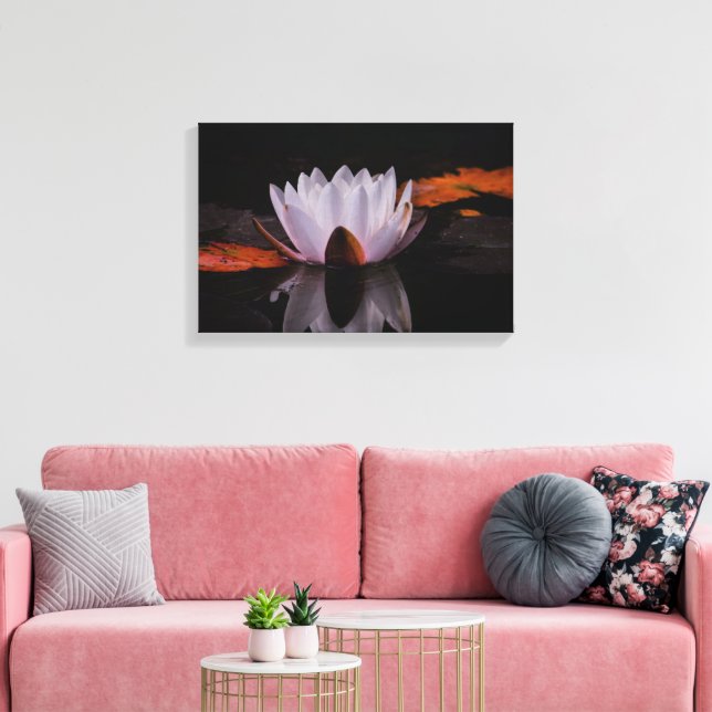 Zen White Lotus Flower Canvas Print (Insitu(LivingRoom))