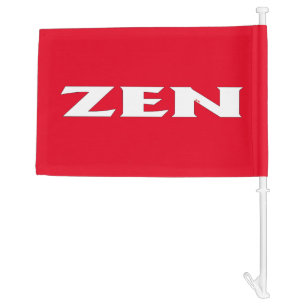 Zen white red car and boat flag