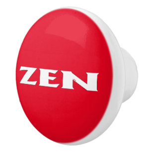 Zen white red ceramic knob