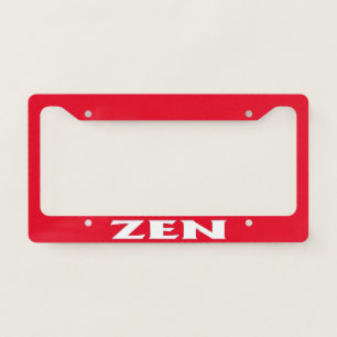 Zen white red license plate frame A