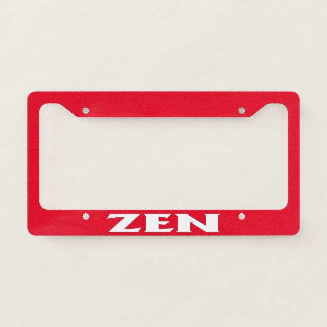 Zen white red license plate frame A (Front)