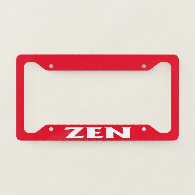 Zen white red license plate frame C (Front)