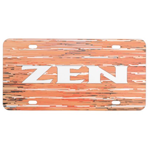 Zen white reeds plastic license plate