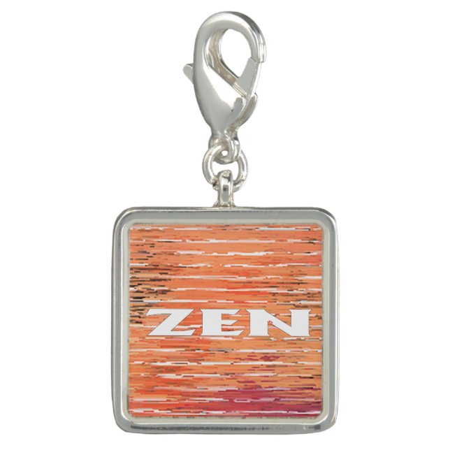 Zen white reeds silver square charm (Front)