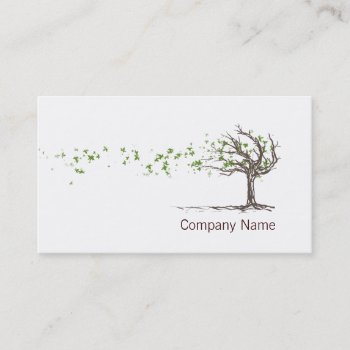 Zen Wind Tree With Leaves Business Card Template by tashatzazzle at Zazzle