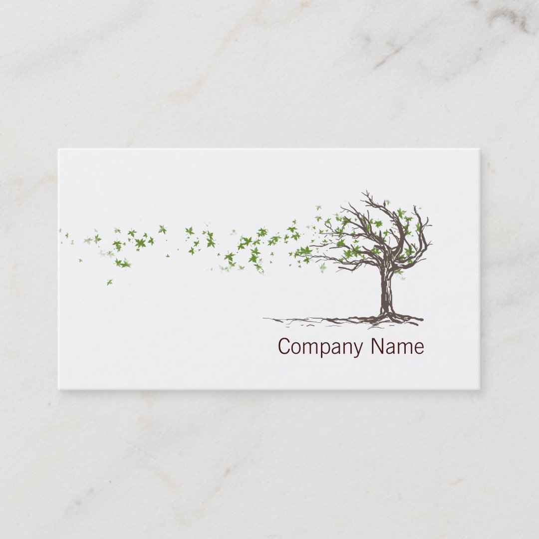 Zen Wind Tree With Leaves Business Card Template | Zazzle