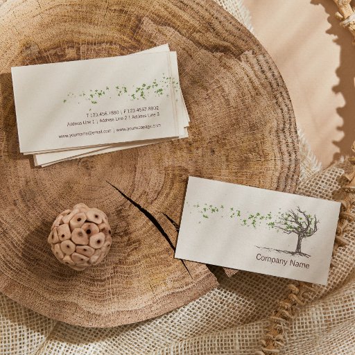 Customizable Zen Wind Tree With Leaves Business Card Template