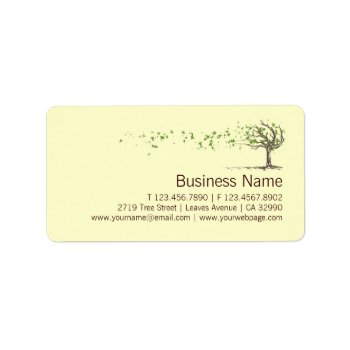 Zen Wind Tree With Leaves Business Labels Stickers by tashatzazzle at Zazzle
