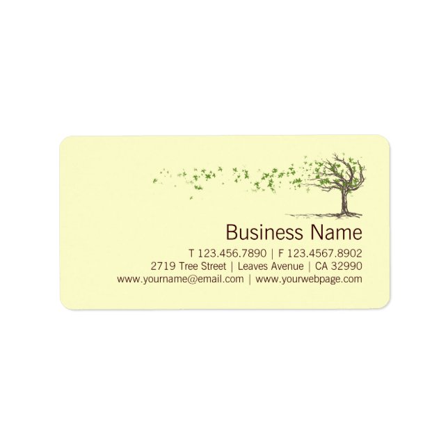Zen Wind Tree With Leaves Business Labels Stickers (Front)