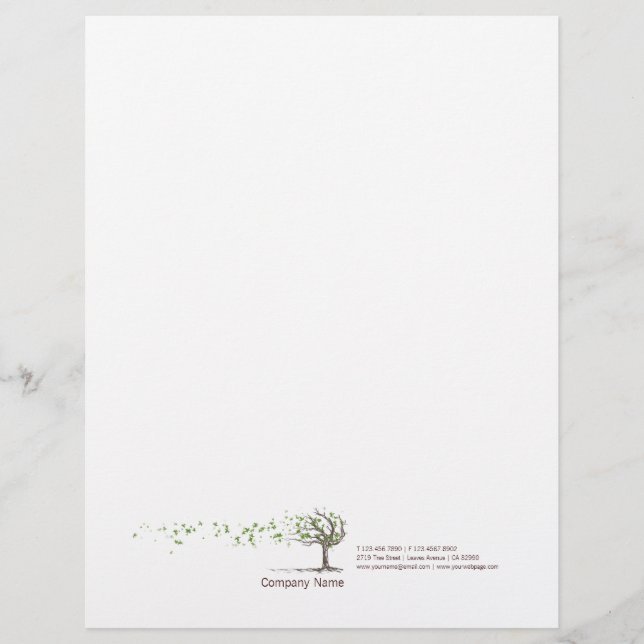 Zen Wind Tree With Leaves Business Letterhead (Front)