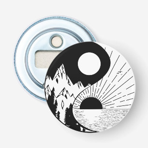 Zen Yin Yang Black White Bottle Opener